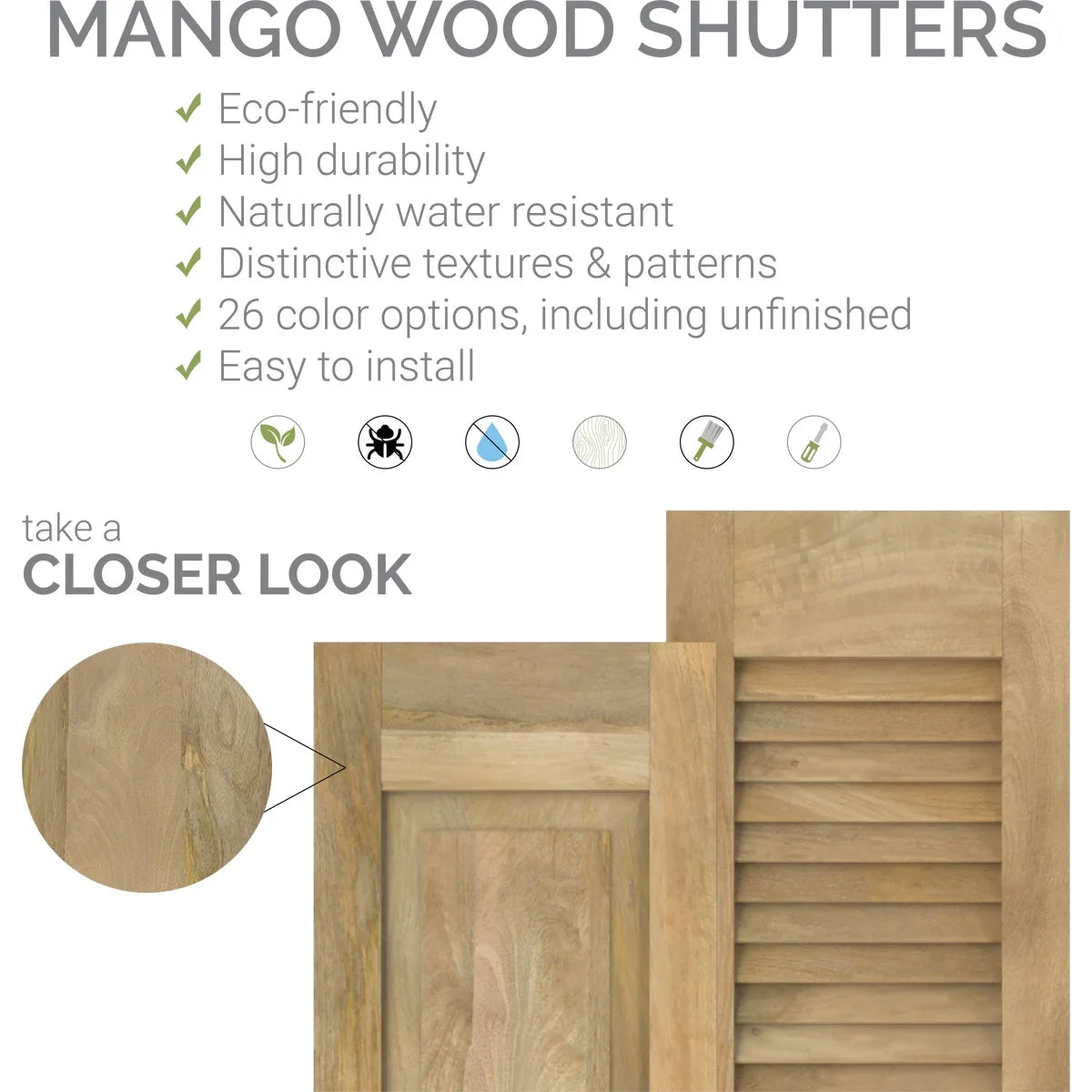 Real Wood Joined Board-n-Batten Shutters F188278