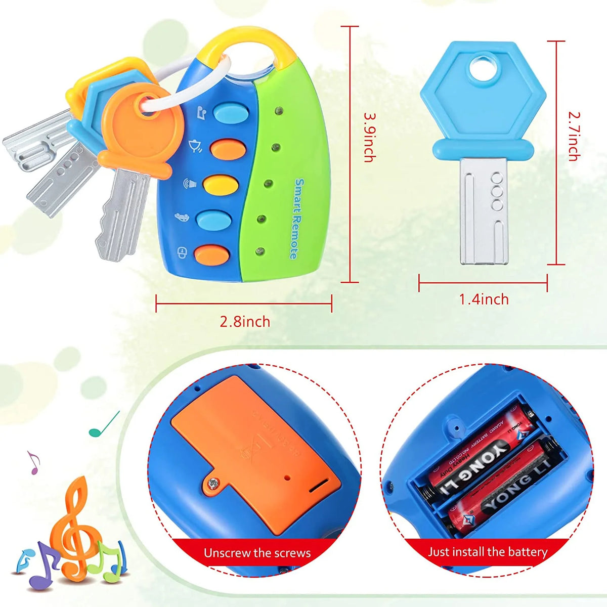 Blue Musical Smart Remote Key Toy with Sound and Lights O55662