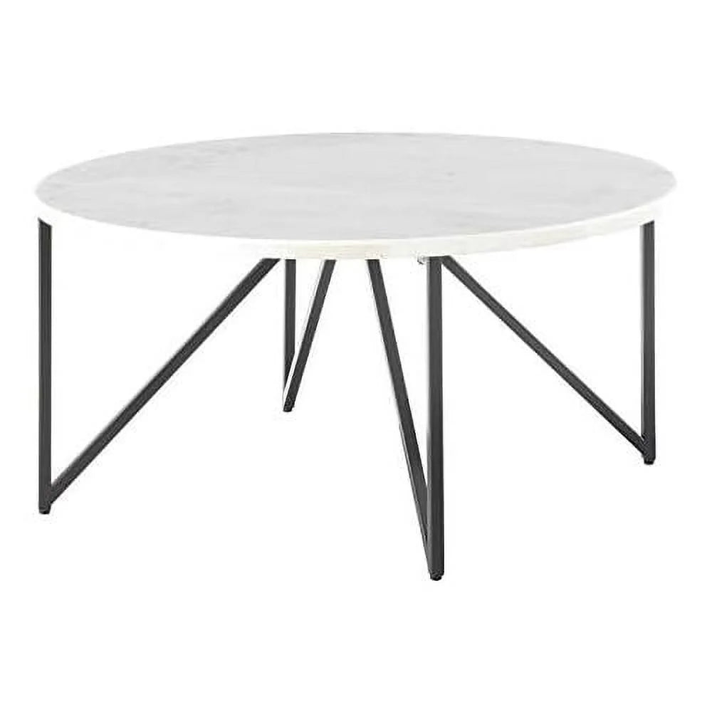 Round Marble Top Coffee Table with Metal Legs B66864