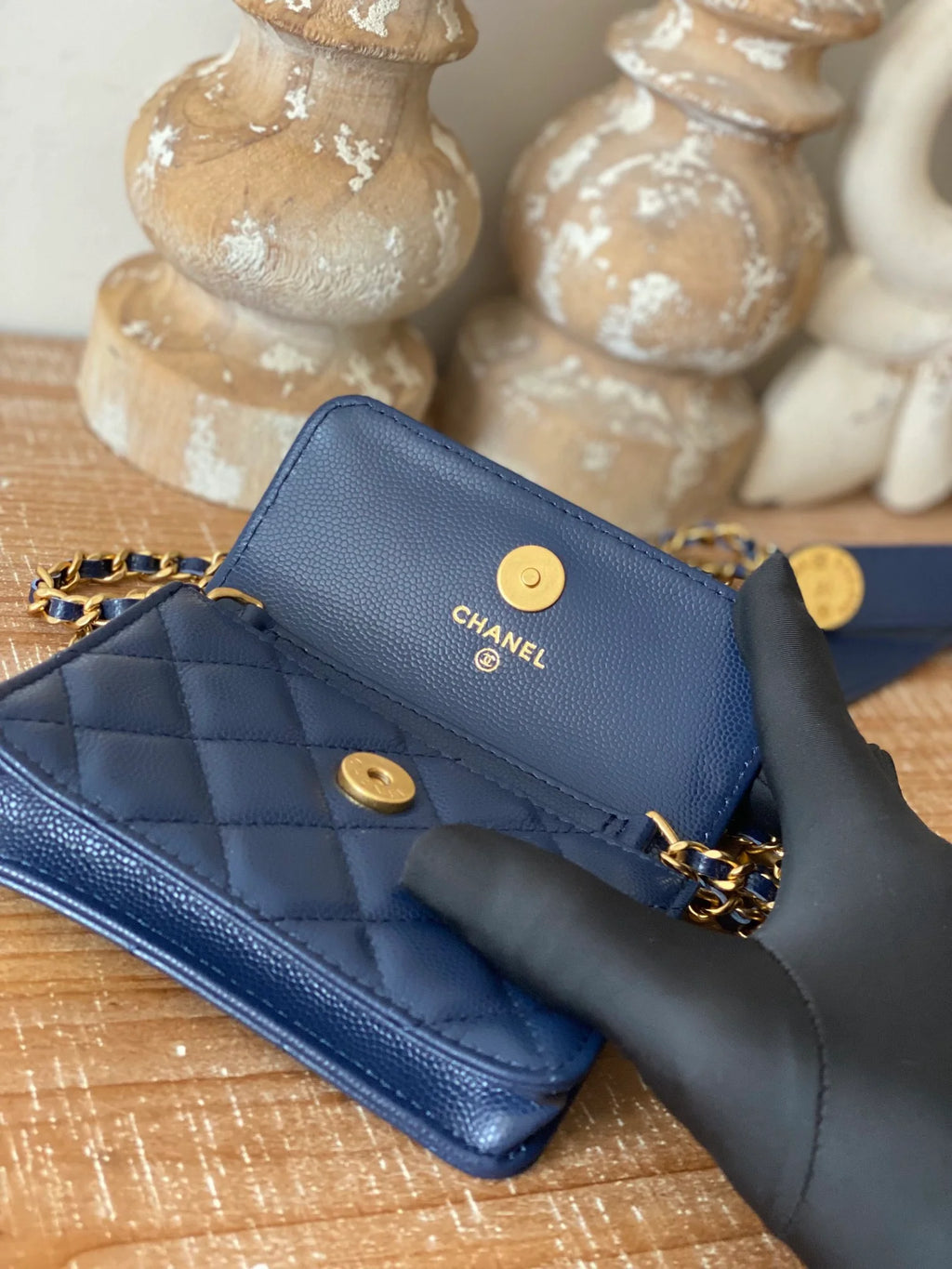 Blue Clutch With Chain B498