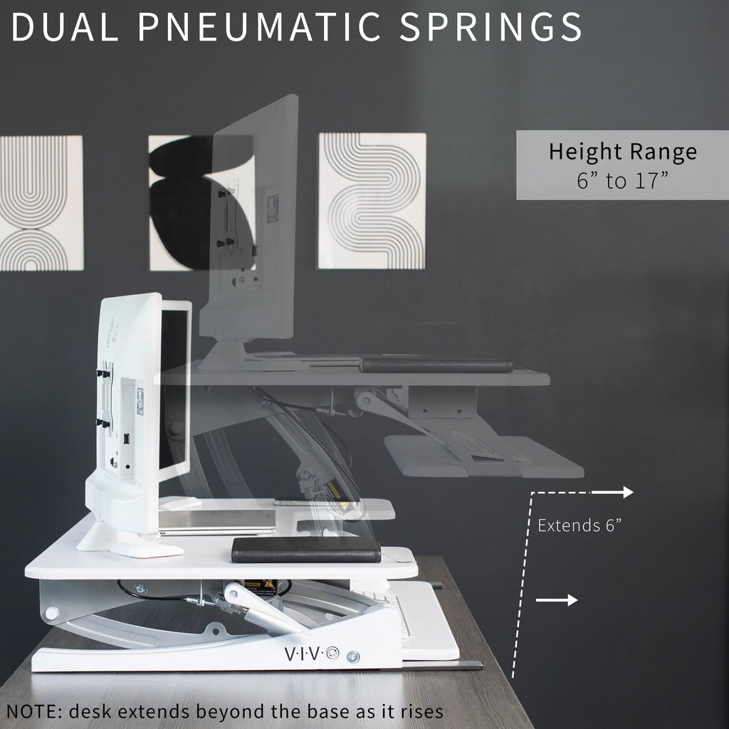 White Height Adjustable 42" Standing Desk Converter F163144