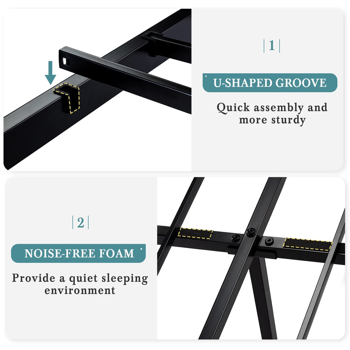 Queen Size Black Metal Bed with Vintage Headboard G830