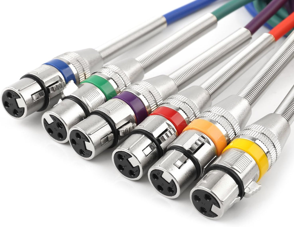 6 Pack Multi-Color 3.3 feet XLR Male to Female Microphone Cable P4655