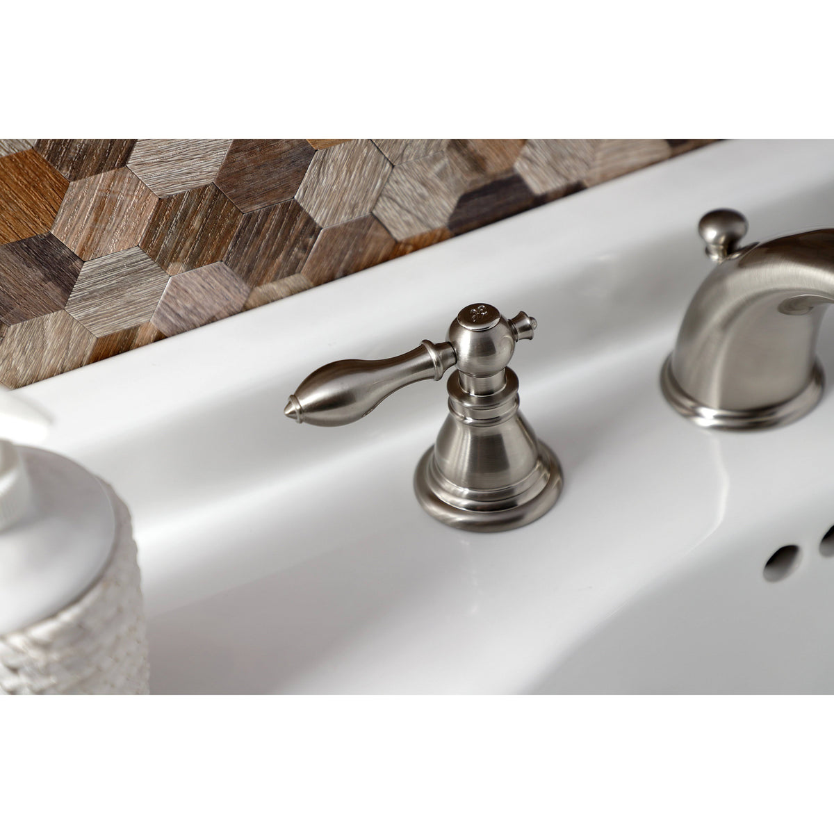 Brushed Nickel Widespread Bathroom Faucet with Pop-Up M72349