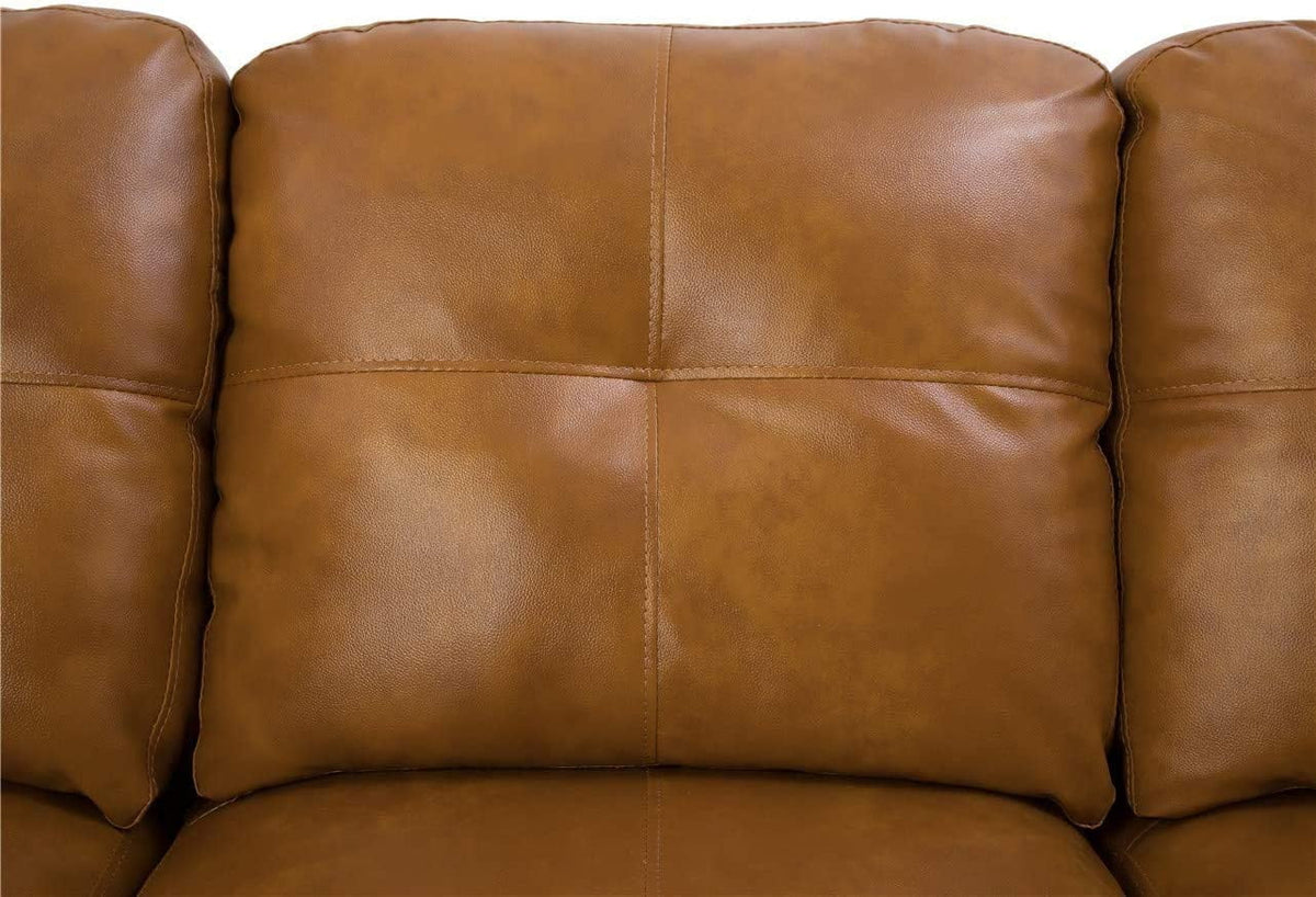 Faux Leather 3 Piece L-Shaped Sectional Sofa with Storage Ottoman and Pillows H264933