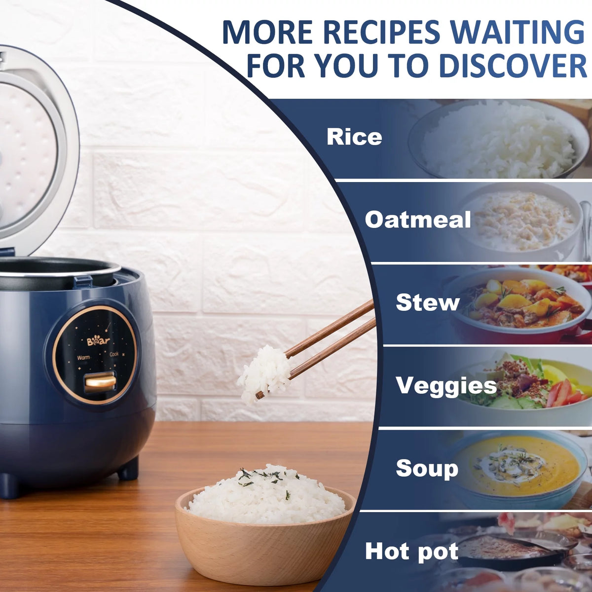 Blue 2 Cups Rice Cooker with Removable Nonstick Pot K7283