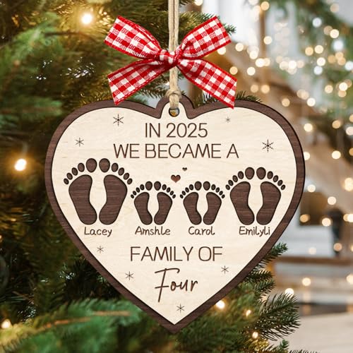 First Christmas Family of Three Footprints Ornament T632