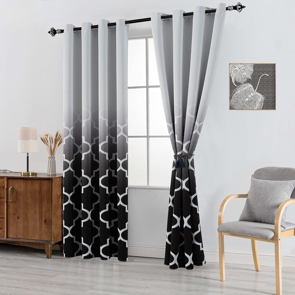 Grey 84 inch 2 Panels Gradient Color Curtains S22541