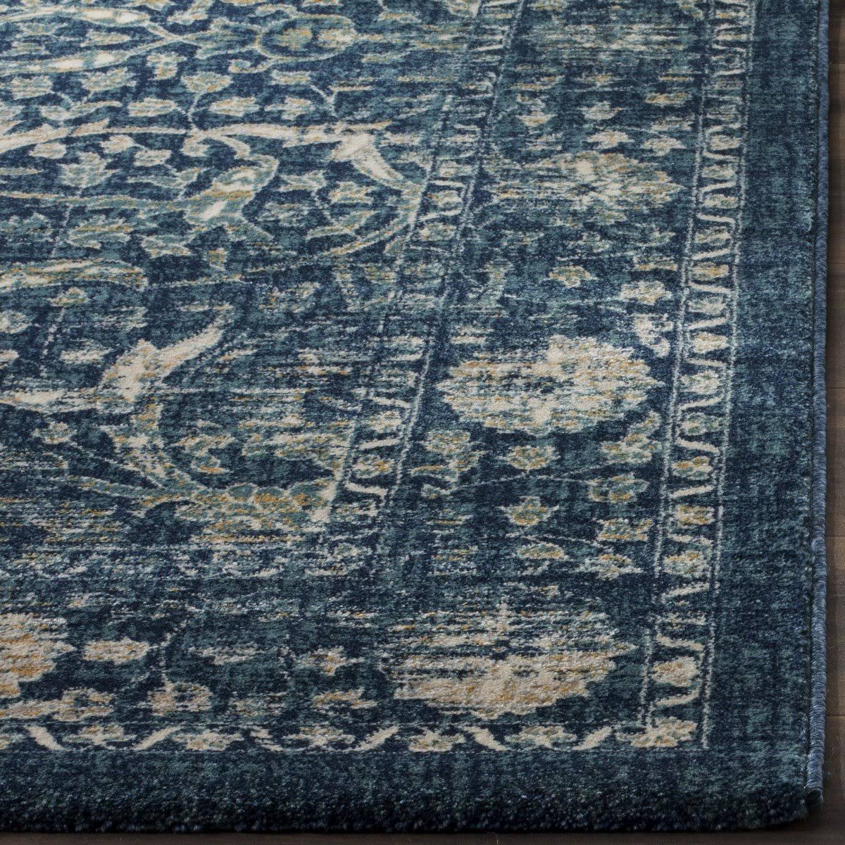 Navy / Beige Runner Rug Y14201