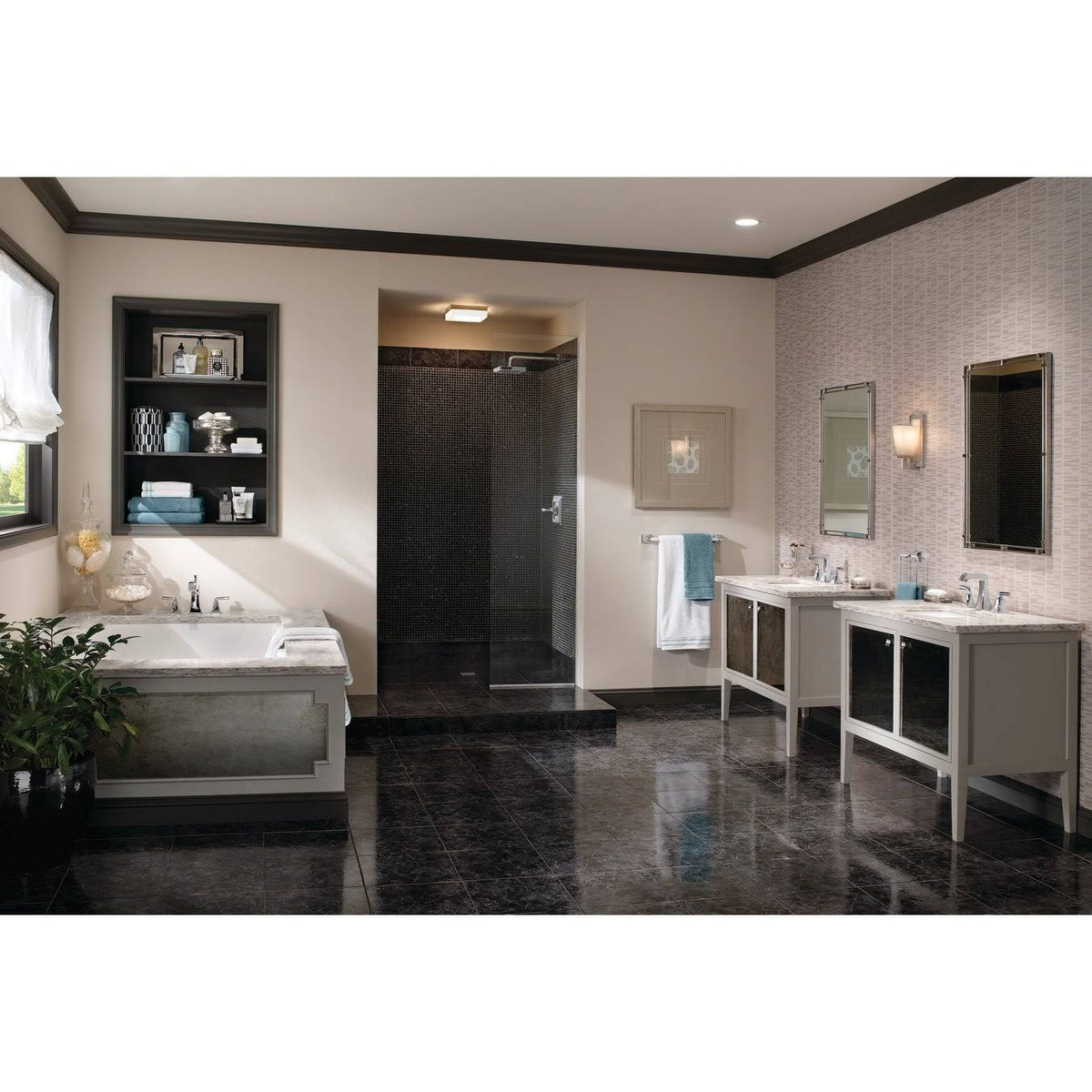 Polished Nickel Roman Tub Filler Faucet Double Handle T4133