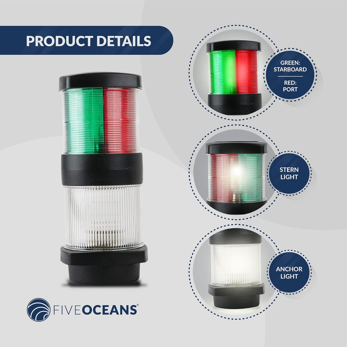 Boat Masthead Tri-Color Anchor Navigation Light F57706
