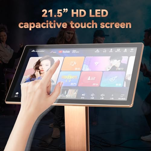 22-inch Touch Screen Karaoke Player with Wireless Microphone F418
