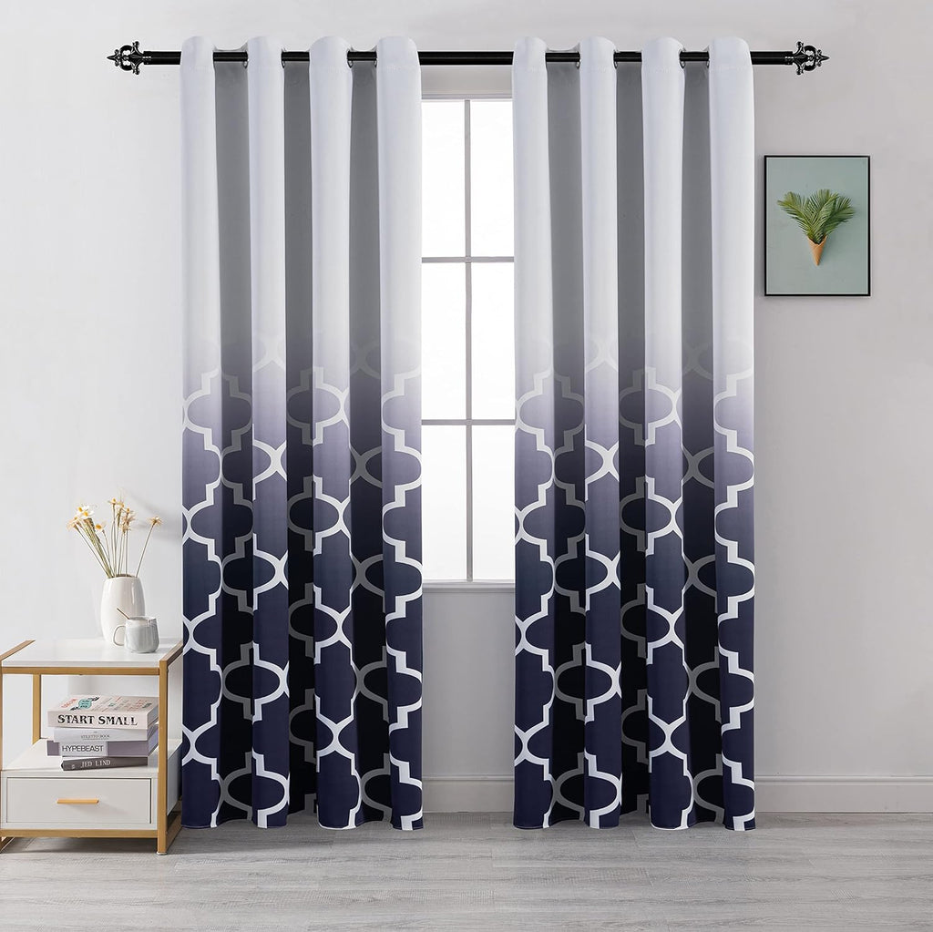 Grey 84 inch 2 Panels Gradient Color Curtains S22541