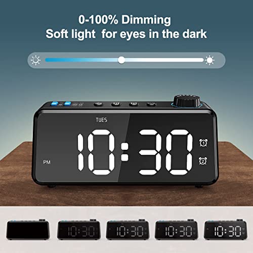 6.5'' Large Display Digital FM Radio Alarm Clock with USB Charging Port T213