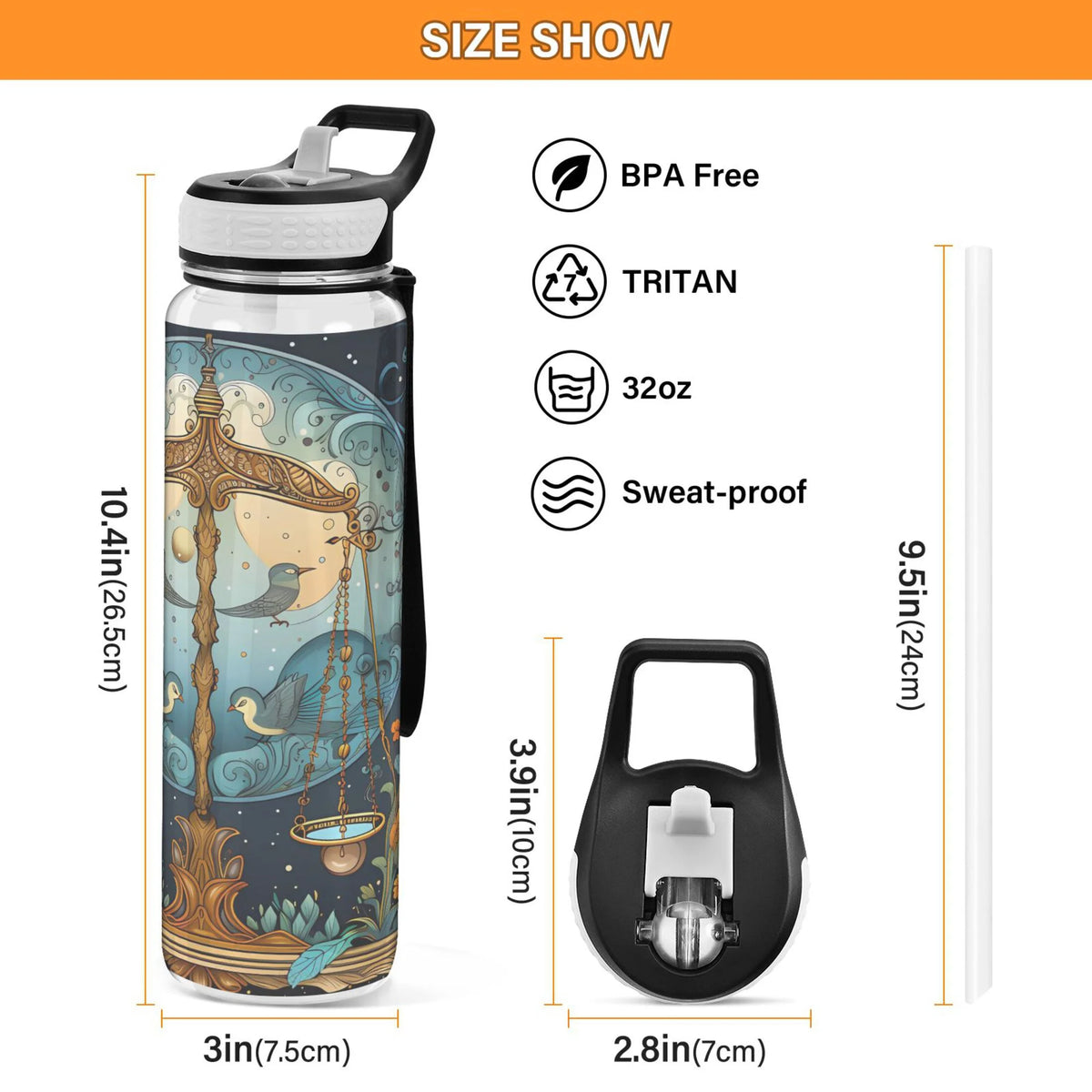 32oz Tritan Leakproof Water Bottle with Straw C975215