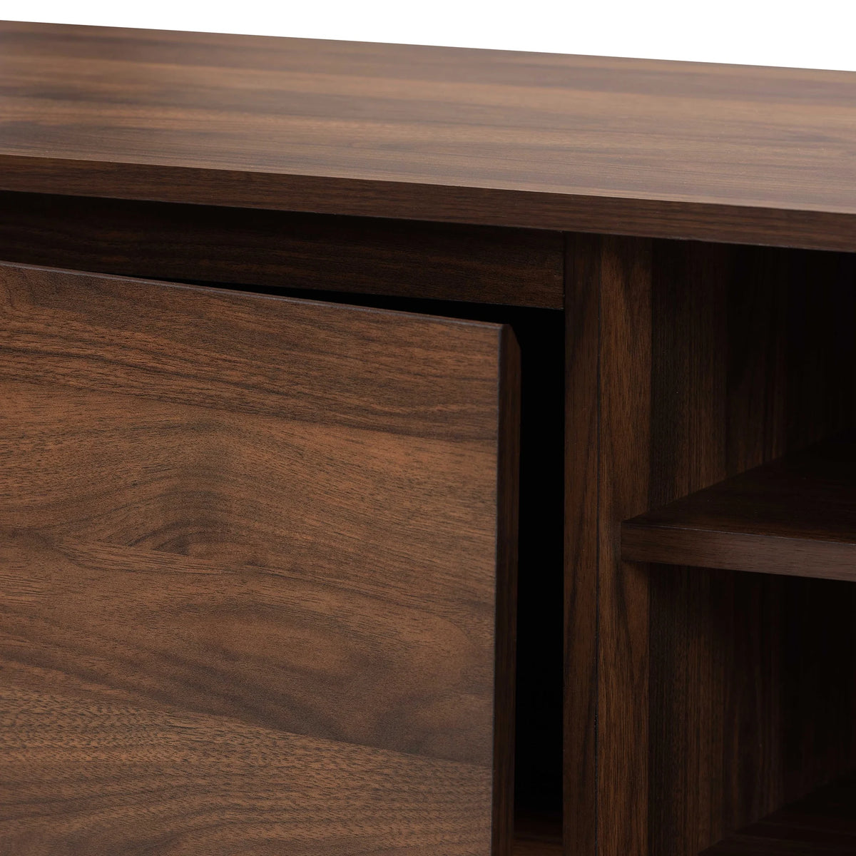 Walnut Brown and Gold Finished Wood TV Stand T93797