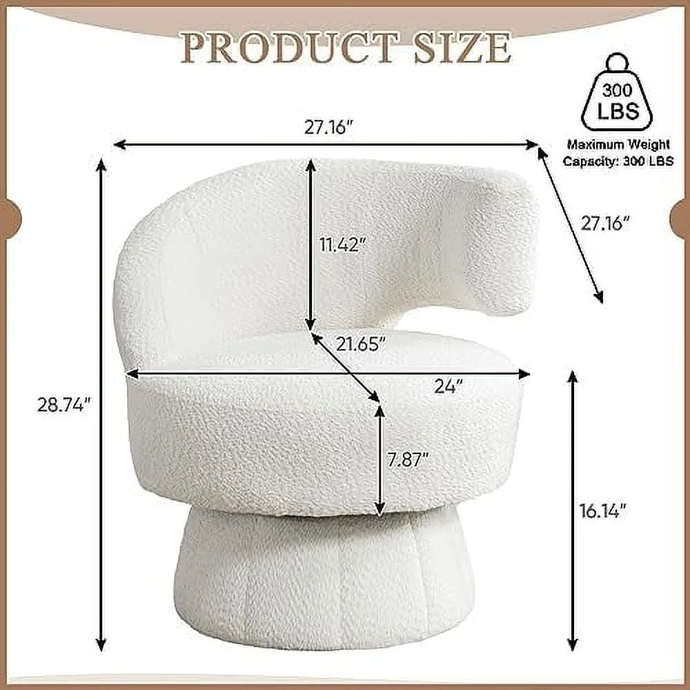 Swivel Barrel Chair Upholstered Accent Chair with Curved Back J5497