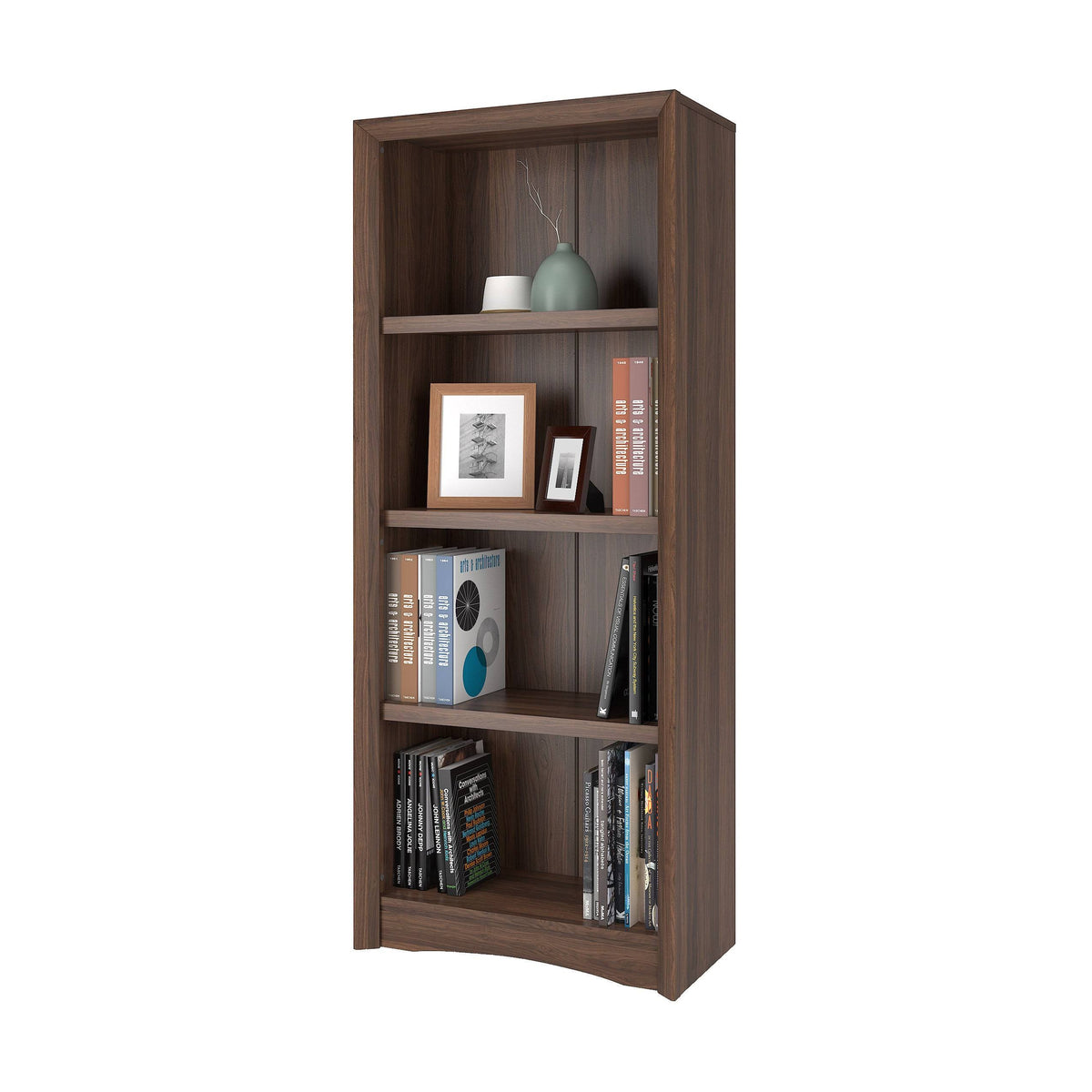 Brown Tall Adjustable Bookcase with Faux Woodgrain Finish L632