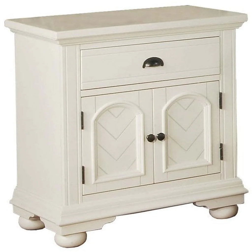 White Solid Poplar MDF Traditional Nightstand A2032
