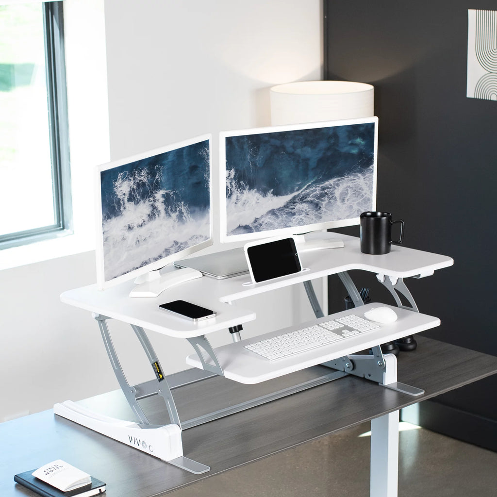 White Height Adjustable 42" Standing Desk Converter F163144