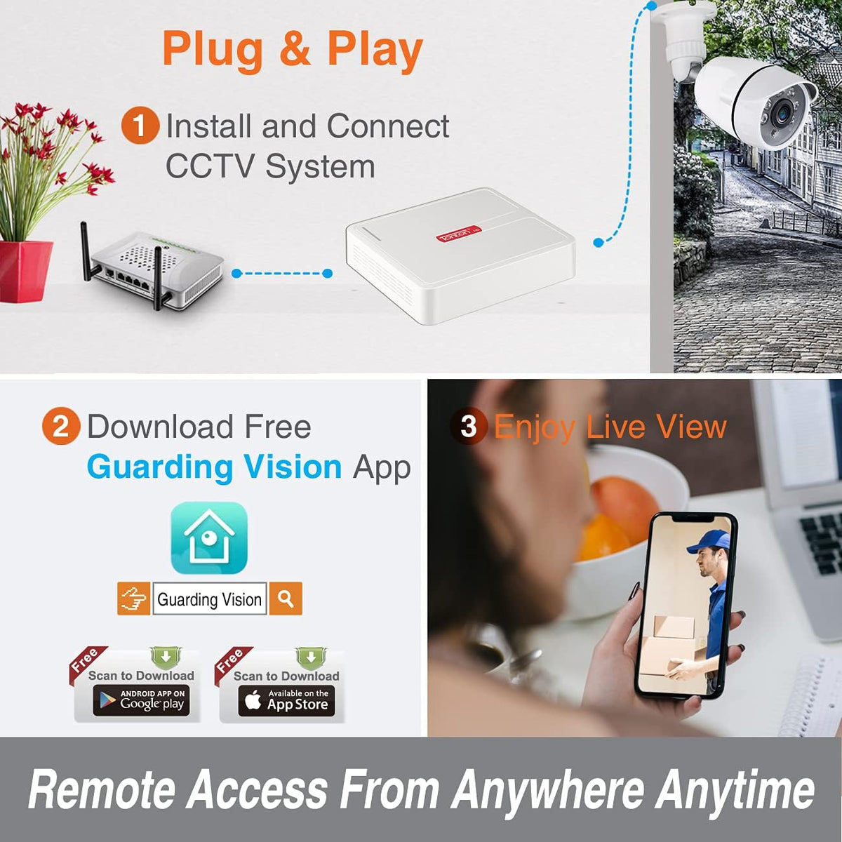 8CH H.265+ Hybrid DVR Security Camera System with 2TB HDD and 8PCS 2.0MP Weatherproof CCTV Bullet Cameras X144881