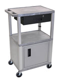 Gray Cart with Cabinet 3 Shelves and Drawer W79011