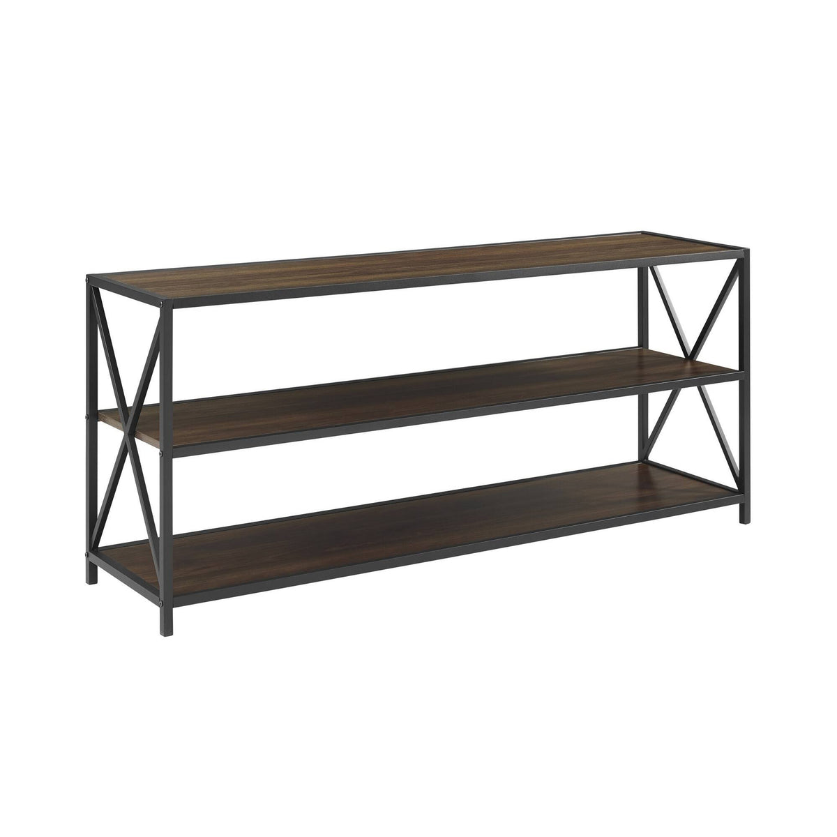 X-Frame 60x22 Wide 2 Shelf Laminate Industrial - Dark Walnut D807