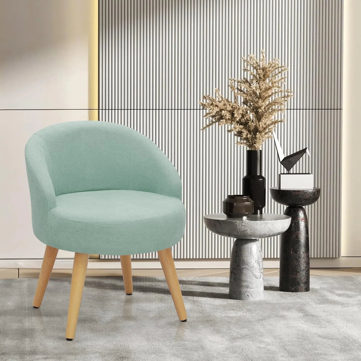 Blue Accent Chair with Wood Legs A5554