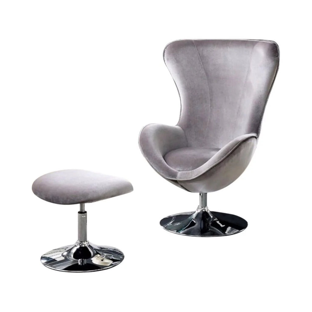 Gray Flannelette Accent Chair with Ottoman S81172