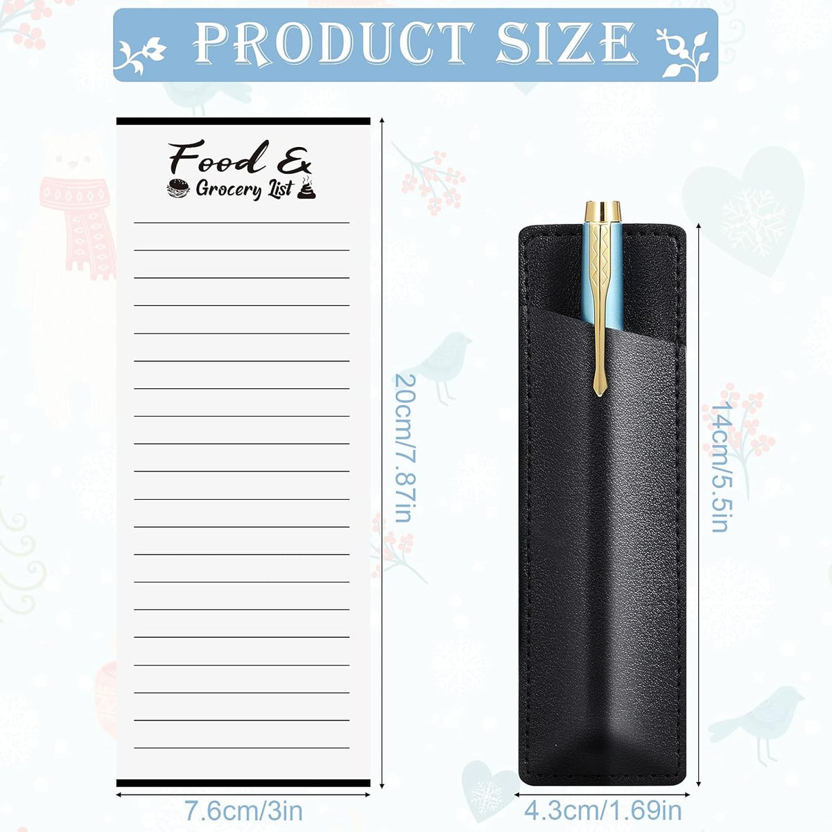 2 Pieces Magnetic List Set with Pen Holder W3097