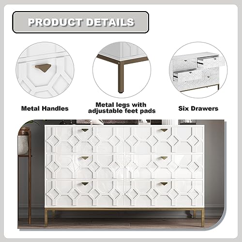 6 Drawer Blue Wood Dresser I5683