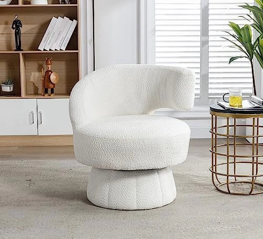 Swivel Barrel Chair Upholstered Accent Chair with Curved Back J5497