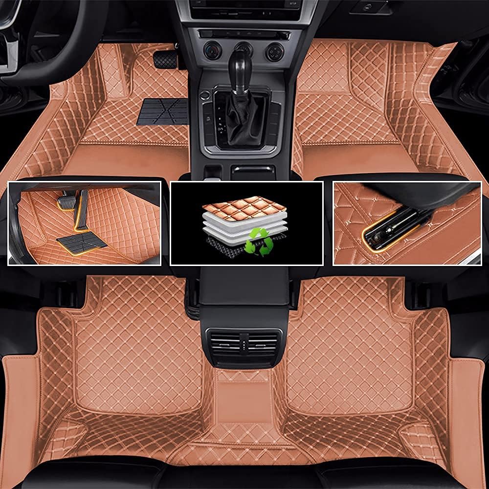 Car Floor Mats Luxury Leather Non-Slip Front & Rear All Weather Red G42276