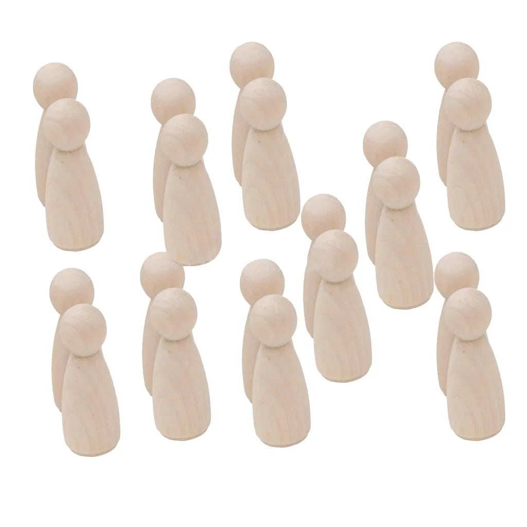 20Pcs Natural Unfinished Wooden Peg Doll Bodies Woman 55mm V409