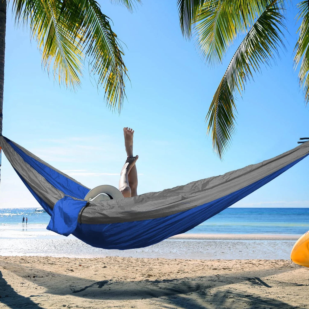 Lightweight Nylon Parachute Camping Hammock with Tree Strap and Carabiner J100269