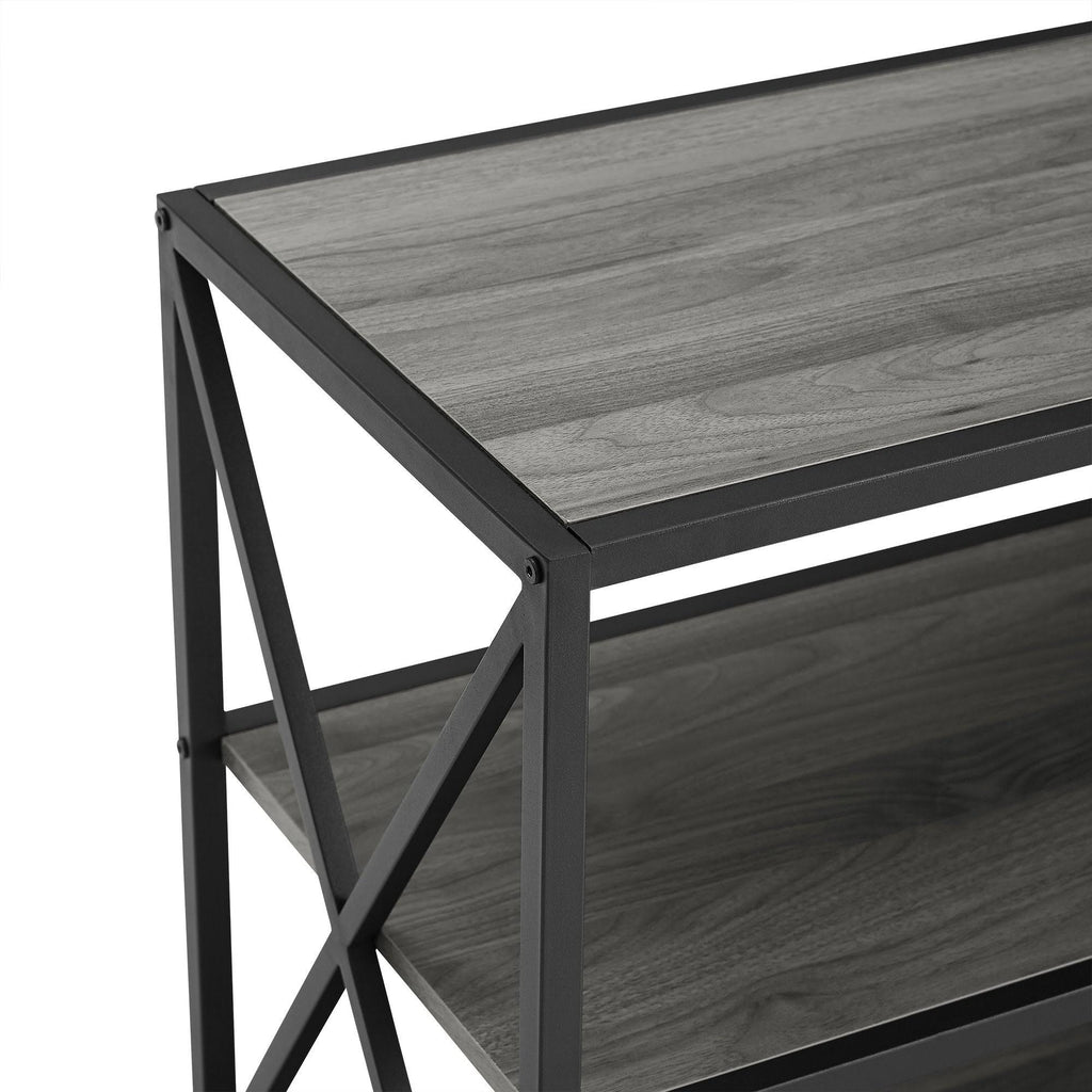 X-Frame 60x22 Wide 2 Shelf Laminate Industrial - Dark Walnut D807