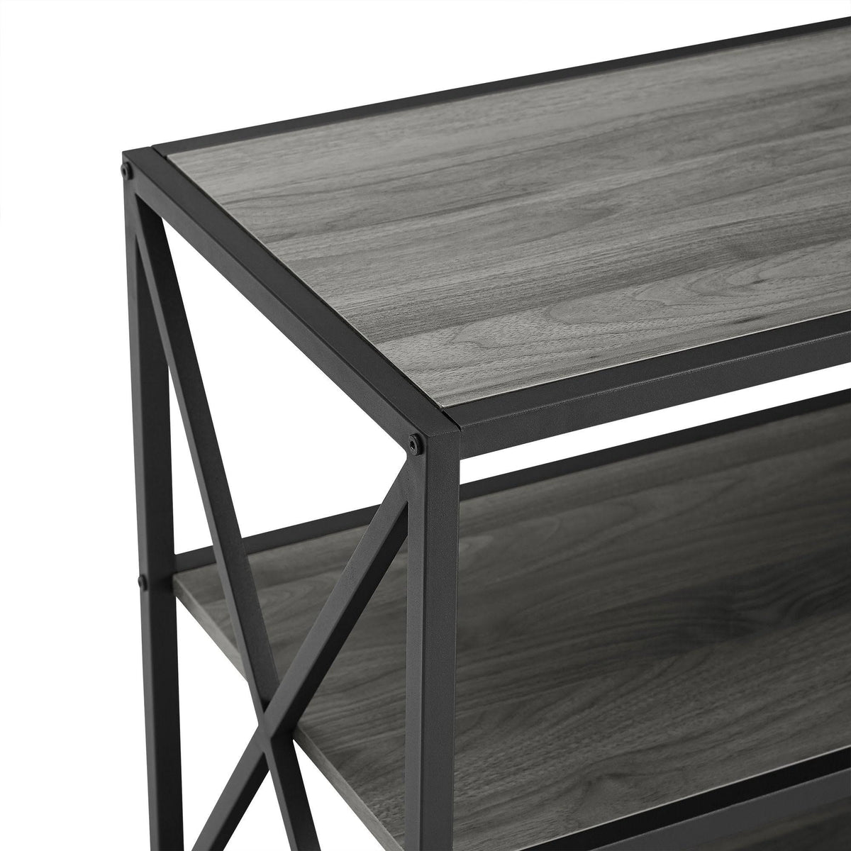 X-Frame 60x22 Wide 2 Shelf Laminate Industrial - Dark Walnut D807