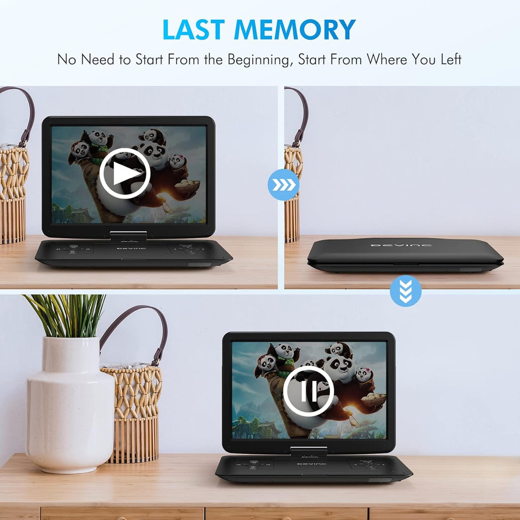 17.9" Portable DVD Player with 15.6" HD Swivel Screen, Rechargeable Battery, Remote Control S79679