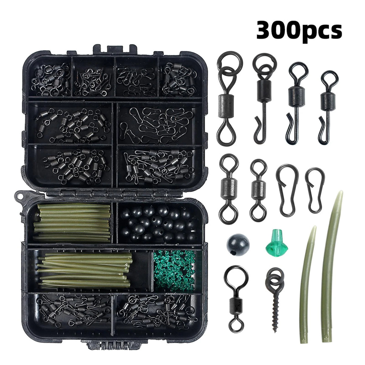 Carp Fishing Rolling Swivels Beads Stopper Accessories T925782