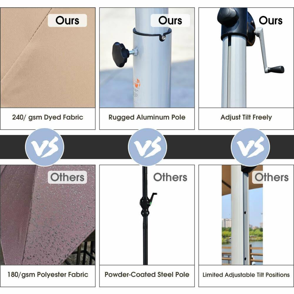 11-ft Tan Crank Cantilever Patio Umbrella N51396