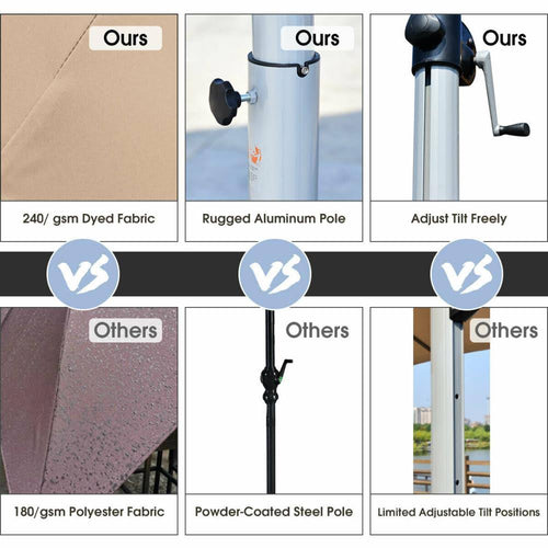 11-ft Tan Crank Cantilever Patio Umbrella N51396