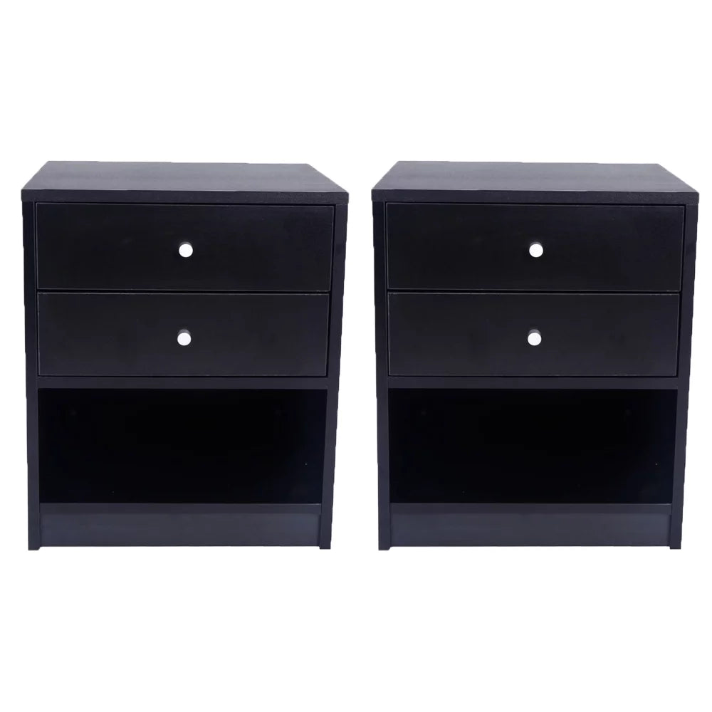 2 Drawer Wooden Nightstand Set of 2 O27234