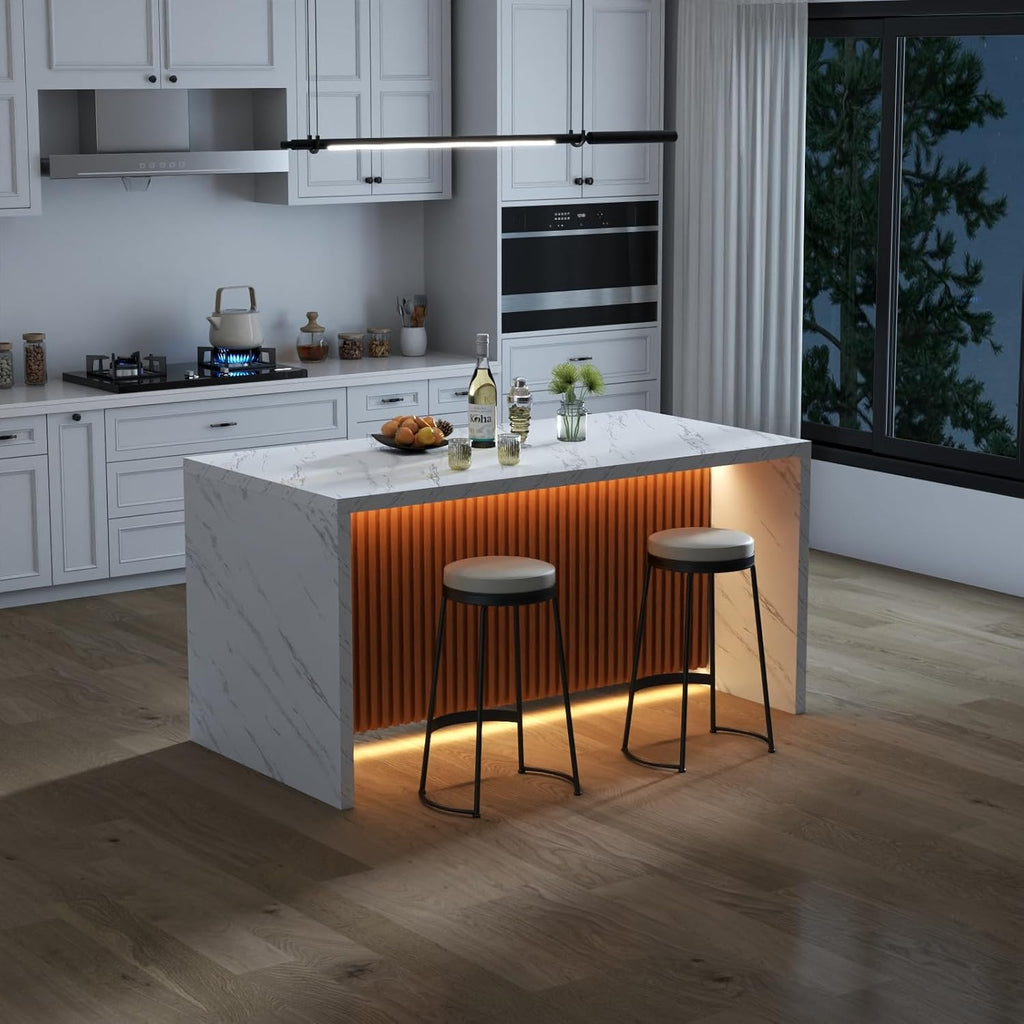 Large Imitation Marble Dining Table with LED Lights O387