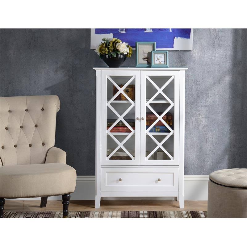 White Wood Accent Cabinet with Two Doors Q17272