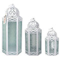 3-Piece White Iron Lantern Set F606353