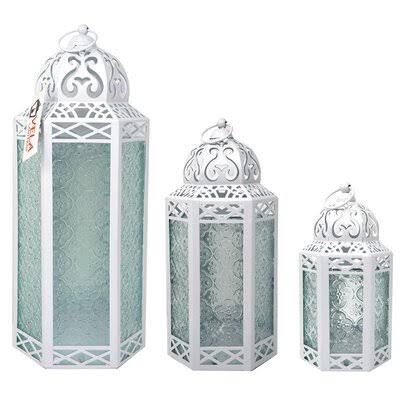 3-Piece White Iron Lantern Set F606353
