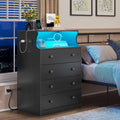 Black 4 Drawer Dresser with LED Lights and Charging Station C266914