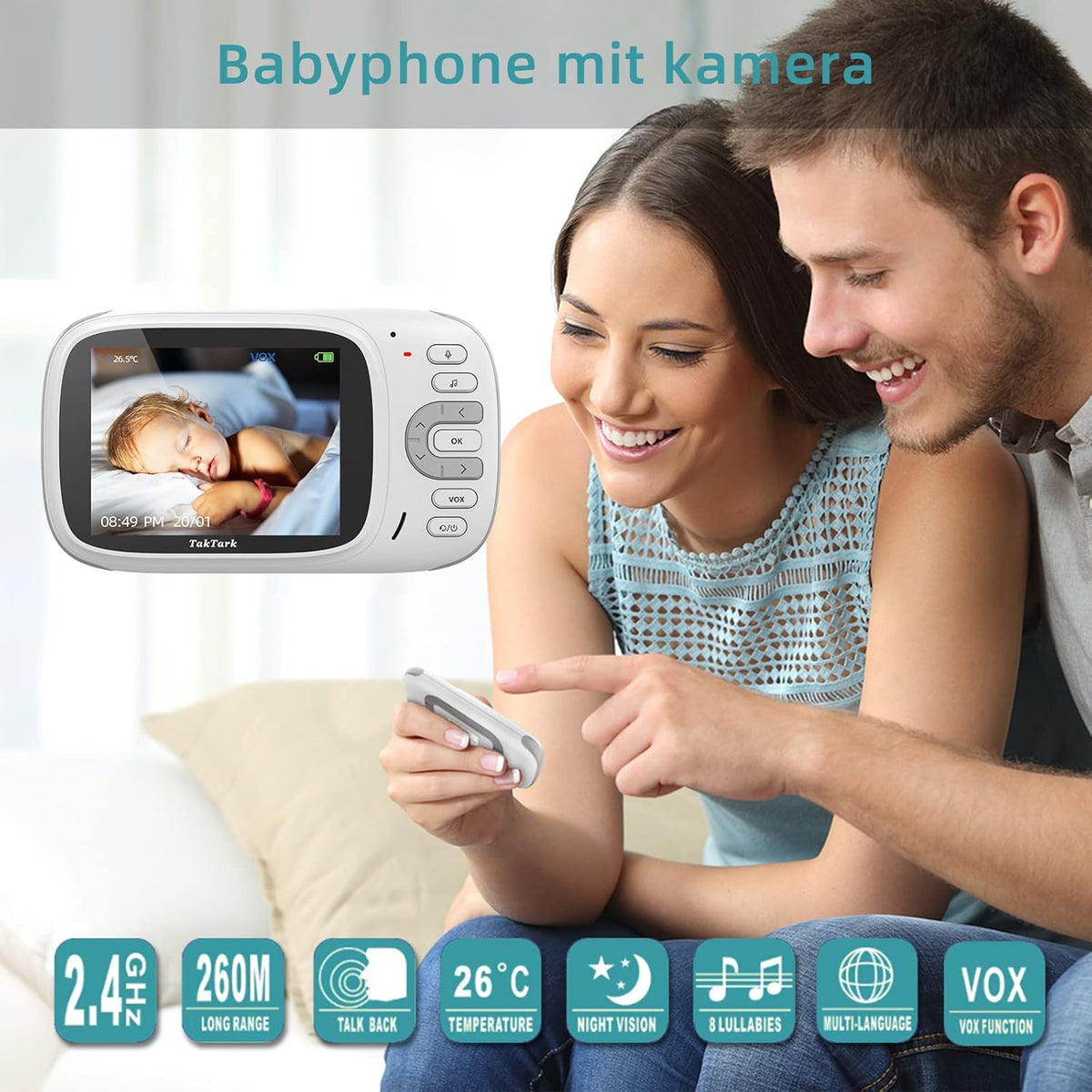 Baby Monitor with Camera and Audio, No WiFi, Night Vision D721