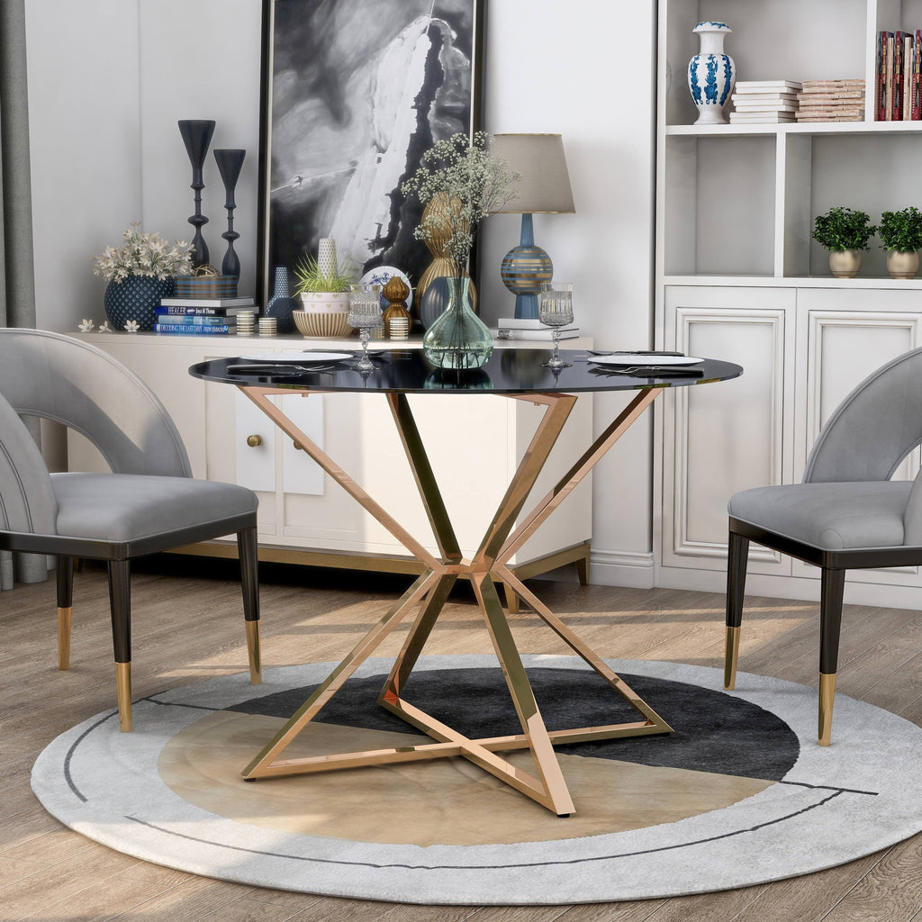 Contemporary Gold 41-in Dining Table F10885