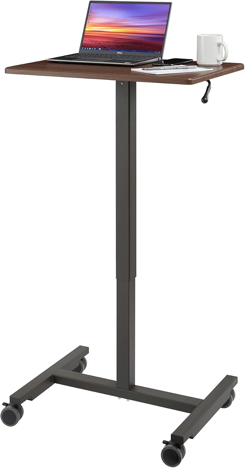 Black Mobile Rolling Height Adjustable Laptop Workstation Desk R619419